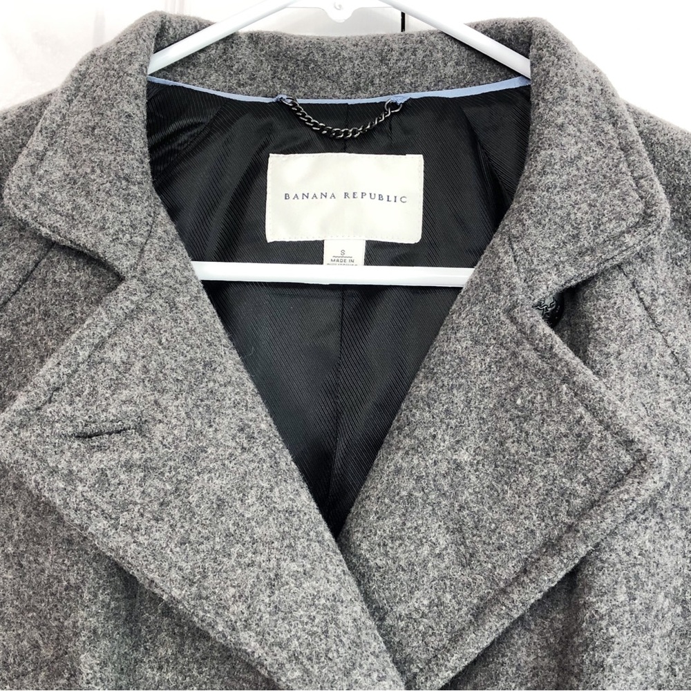 Banana Republic Preppy Gray Wool Blend Double Breasted Peacoat Small - Picture 3 of 16